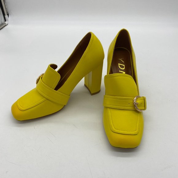 YDNChunky High Heel Square Toe Loafer Shoes Pumps with Buckle Shoes - Picture 3 of 9